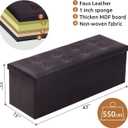 YOUDENOVA Folding Storage Ottoman, Faux Leather Ottoman Bench Footrest Ottoman, Storage Chest Padded Seat for Bedroom and Living Room, Brown, 15" D x 43" W x 15" H