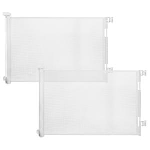 (2 Pack) Retractable Baby Gate for Stairs & Doorways,55" Wide x 33.6" Tall Easy Installation Mesh Dog Gate for Indoor & Outdoor Use,Pet and Dog Safety Gate for Hallways(White)