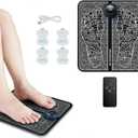 EMS Foot Massager Machine for Neuropathy, TENS Foot Muscle Stimulator for Pain Relief with Remote, Portable Feet Massage Tools Gifts for Women Men, 8 Modes 19 Intensities with 4 Electrodes Pads