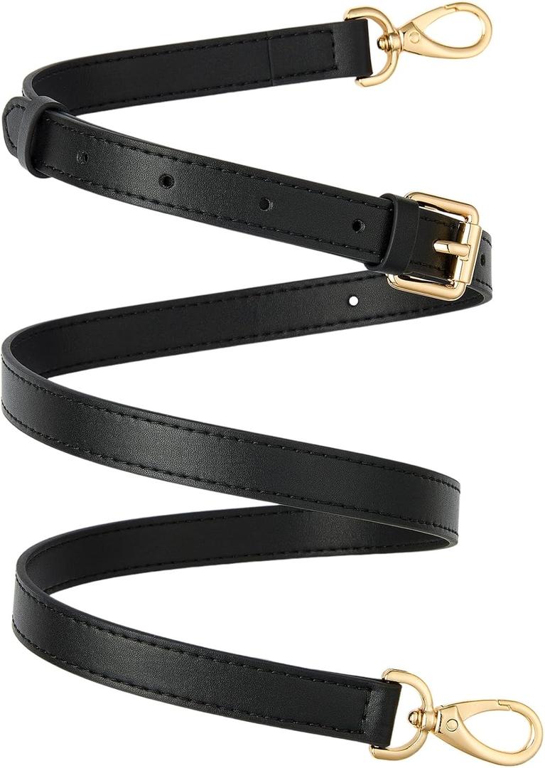 Leather Purse Strap Replacement Crossbody Handbag Long Adjustable (Black)