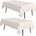 2Pack Beige Tablecloth 60x120 Inch Rectangle Table Cloth for 8 Feet Table- Wrinkle Resistant Washable Polyester Table Cover for Dining Party and Camping
