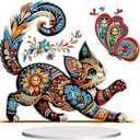 ACSAUMMY 5D Diamond Art Kits for Adults, Diamond Art Painting Desktop DIY Diamond Art Tabletop Animal Diamond Arts and Crafts for Kids Adults Stand Up Gem Painting Kit for Decoration (Little Cat)