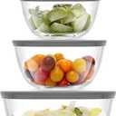 JoyJolt Kitchen Mixing Bowls - 8pc Glass with Lids Set – Neat Nesting Large Bowl Batter Cooking Storage and Big Salad BPA-Free Gray