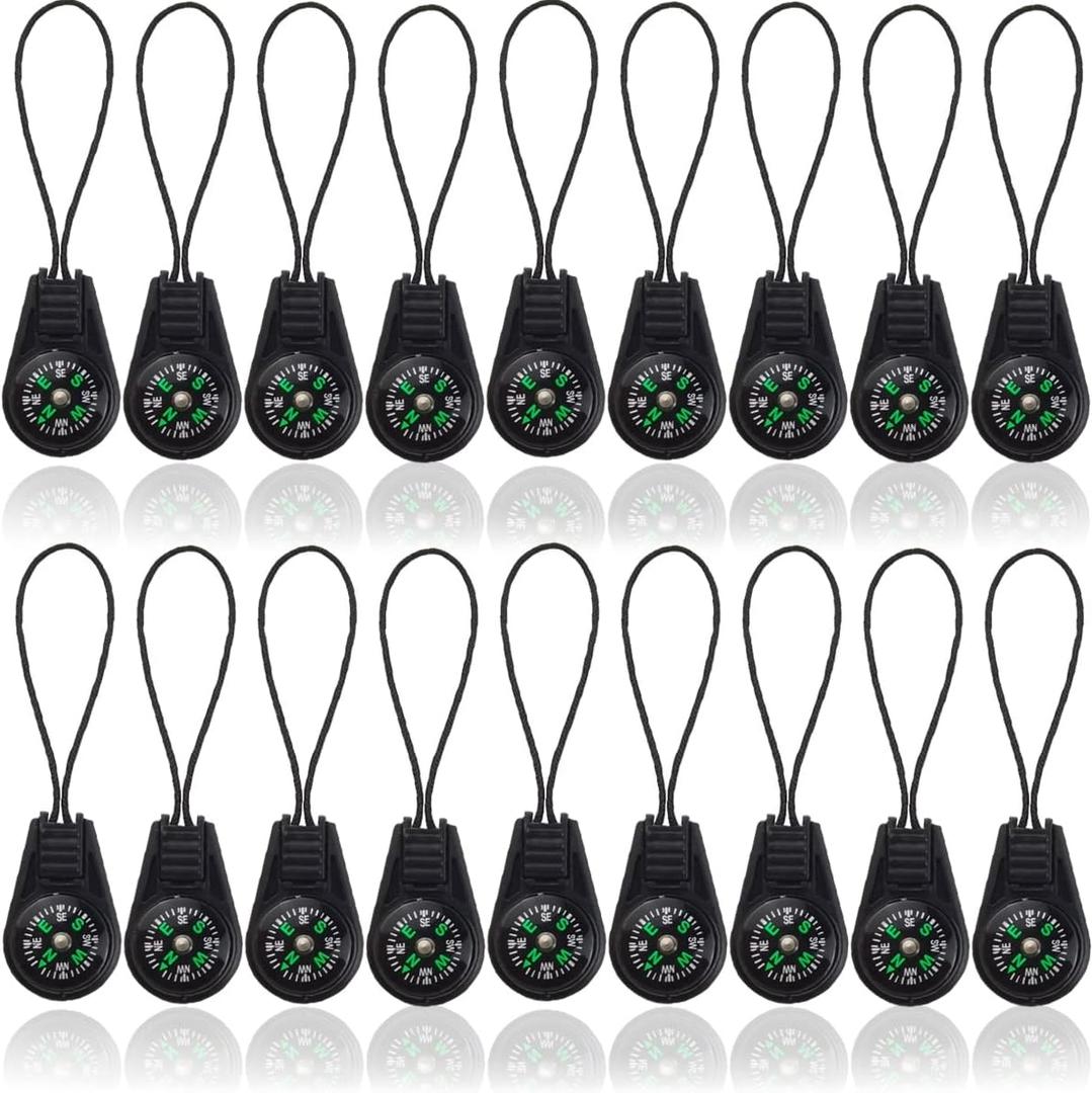 NSBELL 25PCS Mini Survival Compass Zipper Pull Slider Outdoor Camping Hiking Pocket Compass Liquid Filled Compass for Emergency Survival Kits Watchband Paracord Bracelet Necklace Key Chain