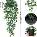 Waipfaru 2Pcs Fake Hanging Plants with Pot Deep Green Eucalyptus Leaves UV Resistant Fake Vines Ivy Artificial Plants Outdoor Faux Plants Indoor Bedroom Living Room Boho Wall Porch Shelf Decor