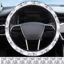 Elastic Car Steering Wheel Cover, Universal 15 inch Non-Slip Breathable Neoprene Steering Wheel Protector, Car Accessories for Women Men Fit Auto, Suvs, Truck Skull Floral