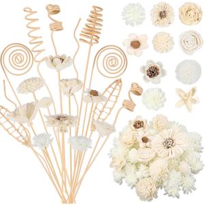 Cindeer 200 Pcs Reed Diffuser Sticks Set Include 10 Style 100 Pcs Natural Rattan Flower Reed 7 Style 100 Pcs Mixed Fragrance Diffuser Rattan Reed Fragrance Diffuser Replacement for Home Fragrance