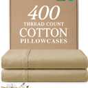 100% Cotton Pillow Cases King Size - Cooling, Breathable & Soft Pillowcase Covers Set of 2 - 400 Thread Count Cotton - Wrinkle & Fade Free - Machine Washable Protectors - Luxury Hotel Bedding - Beige