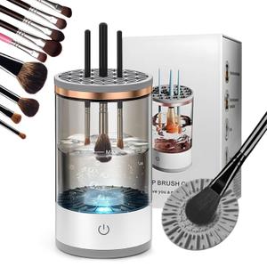 Makeup Brush Cleaner Machine, Upgraded Portable Electric Makeup Brush Cleaner Machine, Automatic Cosmetic Brush Cleaner for Quick & Efficient Cleaning, Suitable for All Brush Sizes (Midnight)