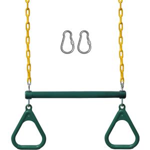 Jungle Gym Kingdom Swing Sets for Backyard, Monkey Bars & Swingset Accessories - Set Includes 18" Trapeze Swing Bar & 48" Heavy Duty Chain with Locking Carabiners - Outdoor Play Equipment (Green)