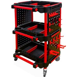 Car Detailing Cart Tool Organizer with 4 Pieces Side Hanging Plate & Hooks,for Mechanics & Detailers During Repairs Car Wash/Wax Detailing Cart-Updated