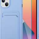 MZELQ Silicone Wallet for iPhone 14 Plus Case, Card Holder Camera Protection Cover for iPhone 14 Plus Case + Screen Protector, Card Slot Case Compatible with iPhone 14 Max Phone Case -Purple