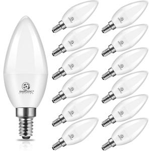 Energetic E12 LED Candelabra Light Bulbs 5.5W (60 Watt Equivalent), 3000K Warm White, 600LM Chandelier Light Bulbs, B11 Candle Bulbs for Ceiling Fan, CA 80 Recessed Can Light, Non-Dimmable, Pack of 12