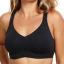 COMFELIE Wireless Seamless Support Bralette Ultra-Comfort Sleep T-Shirt Bra for Large Breasts (Black)