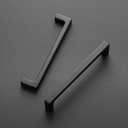 Ravinte 50 Pack 5 Inch Hole Centers Matte Black Cabinet Pulls Handles - Solid Drawer Pulls Kitchen Hardware - Flat Black Square Bar Drawer Handles