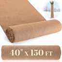 Buryeah Burlap Fabric Roll 40 x 150 ft Gardening High 50 Density Burlap Tablecloth Gift Bags Winter Tree Wrap Runner Wedding Banner Weed Barrier Carpets Plants Natural Jute for DIY Raised Bed Liner