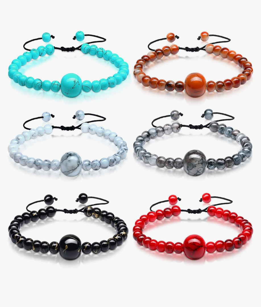 Sureio 6 Pcs Motion Sickness Bands Bracelet Anti Nausea Adjustable Wristband for Cruise Ship Essentials Seasickness Adult