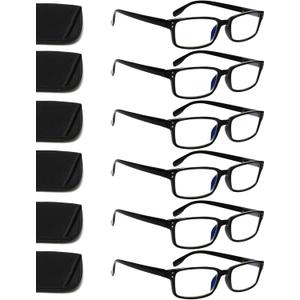 Kerecsen 6-Pack Reading Glasses Blue Light Blocking,Spring Hinge Readers for Men Women,Computer Eyeglasses
