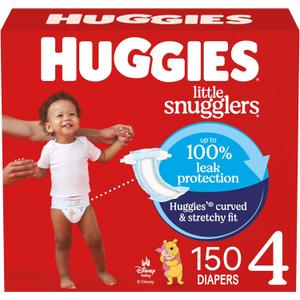 Huggies Size 4 Diapers, Little Snugglers Baby Diapers, Size 4 (22-37 lbs), 150 Count (6 Packs of 25), Packaging May Vary