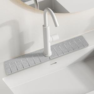 Stone Faucet Mat for Kitchen Sink,Diatomite Kitchen Sink Splash Guard with Raised Feet,Water Absorbent,Durable Protector for Bathroom CounterLT gray