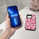 Case for iPhone 7/8/SE 2022(3rd)/2020(2nd), Trendy Aesthetic Pink Cherry Bow Pattern Print, Glossy Hard PC Back Soft TPU Bumper, Slim Shockproof Anti-Scratch Cover for Teen Girls Women