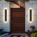 2-Pack 24IN Modern Outdoor Wall Light LED Long Wall Lighting Fixture IP65 Waterproof Wall Lamps, Dimmable 24W 2200LM Black Wall Sconce, 3000K/4000K/5000K Selectable, ETL