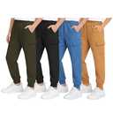 Quad Seven Boys Sweatpants - 4 Pack Active Fleece Boys Joggers or Cargo Pants for Kids - Performance Athletic Pants (4-18), Size 8-10, Black/Olive/Khaki/Blue