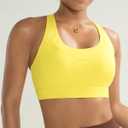 RUNNING GIRL Sports Bra for Women High Support, Molded Cup High Impact Sports Bras with Sewn in Pads Strappy Running Bra (Yellow, L)