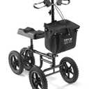 VEVOR Knee Scooter, Folding & Height-Adjustable Steerable Knee Walker, Carbon Steel Leg Recovery Scooter with 12" All-Terrain Wheels, Dual Brakes, Ideal for Broken Ankle Foot Injuries, 350LBS