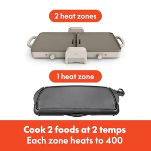 Bella 10"x 20" Ceramic Fold-n-Store Dual Temp Griddle, Fits-anywhere Kitchenware, EverGood Ceramic Nonstick Coating, 2 Temperature Zones up to 400F, Dishwasher Safe Drip Tray, 1500 Watt, Oatmilk