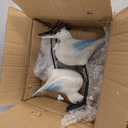 Seagull Statues Coastal Beach Nautical Decor, Wood Sea Bird Sculpture Ornament for Home Room Table Decor (2pcs) (Brown-blue)