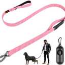 Heavy Duty Dog Leash, Laqibak Double-Sided Reflective Double Handle Dog Leash - Double-Layer Thickening, Lockable Safety Carabiner Design, 6 FT Perfect for Medium & Large Dogs Joyful Strolls, Pink