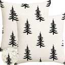 RABUSOFA Christmas Pillow Covers 16x16 inch Set of 2 Indoor Outdoor Waterproof Christmas Tree Decor Decorative Throw Cushion Cases Winter Xmas Holiday Decoration for Couch Patio (White)