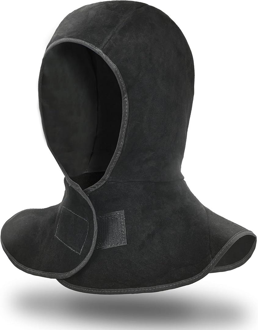 Leaseek Welding Hood, Flame-Retardant Protective Welding Cap with Neck Shoulder Drape, Welding Helmet Accessories,Head Protection for Men & Women, Black