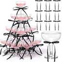 Zopeal 30 Set Disposable Plastic Coupe Glasses With Satin Ribbon Bow 5 oz Acrylic Champagne Tower Cocktail Unbreakable Plastic Martini Margarita Glasses for Birthday Wedding Party Bar (Black)