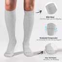 Cotton Compression Socks for Women&Men 15-20mmHg Knee High Cute Support Sock for Nurses, Pregnant Women, Travel (Large-X-Large, 3 Pairs-black&grey&white)