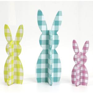 Easter Bunny Table Decorations, 3-Piece Wooden Bunny Decor Set, Cute Easter Centerpiece for Table Shelf Living Room Kitchen, 5-8 Inch MDF Bunny Decorations for Spring Home Dcor