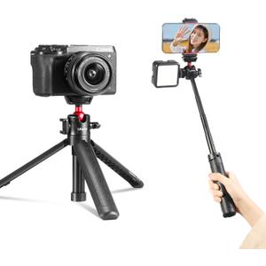MT-16 Extendable Selfie Stick Tripod,ULANZI Mini Smartphone Tripod, 4 Levels,45cm with Mini Ballhead and Cold Shoe Mount, Compact for Vlogging Smartphone iPhone Samsung and Sony Canon DSLR Cameras