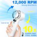 2 x Portable Handheld Fan 5 Speeds, 3000mAh USB Rechargeable Mini Fan, LED Digital Display, Lightweight fan for Indoor Outdoor Travel/Camping/Office