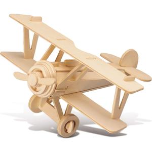Puzzled 3D Puzzle Nieuport 17 Airplane - Wood Craft Construction Model Kit Aircraft, Fun Educational DIY Wooden Toy Assemble Model Unfinished Craft Hobby to Build & Paint for Decoration - 30pc Pack