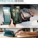 for iPhone 13 Pro Case Wallet with RFID Blocking Card Holder, PU Leather Kickstand Protective Flip Phone Cover Fit for iPhone 13 Pro 6.1", Bluish Green