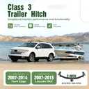 ALMULOO 2 Inch Receiver Class 3 Trailer Hitch Compatible with 2007-2015 Lincoln MKX 2007-2014 Ford Edge Black Steel Trailer Tow Hitch
