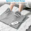 Electric Heated Foot Warmer Soft Flannel Foot Heater with 2h Auto Off & 3 Heat Levels Full Body Use Heating Pad for Feet, Abdomen, Cramps, Pain Relief Pocket Design 16" x 22" Grey
