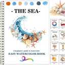 Watercolor Workbooks Coloring Book Beginner Friendly Painting Kit Easy Nature Scenes Paint Set Art Crafts for Creative Exploration Gift for Adults (Seaside, Without Palette)
