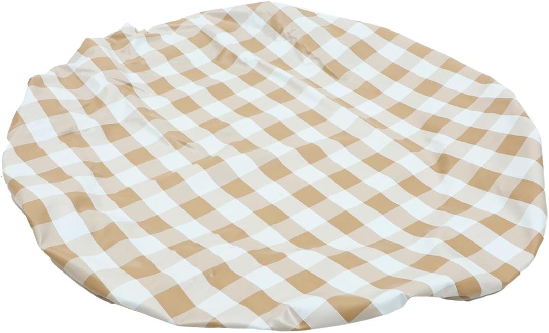 Milisten Waterproof Plaid Tablecloth for Outdoor Round Tables Sturdy Dirtproof Fitted Cover for Picnics Camping and BBQs