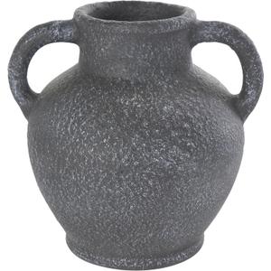 Deco 79 Ceramic Decorative Vase Textured Whitewashed Centerpiece Vase with Handles, Flower Vase for Home Decoration 11" x 9" x 10", Black