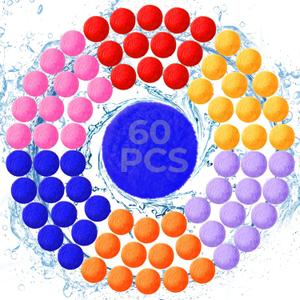 60 Pack Reusable Water Balls, Reusable Water Balloons for Outdoor Toys Games, Quick-Fill Summer Water Toys Ball for Kids Adults Boys Girls Pool Parties Beach Backyard