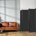 MAYOLIAH 6 Panel Room Dividers Folding Privacy Screen, 10ft Wide 6ft Tall Partition Office Walls Separator with Small Base, Black