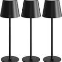 uuffoo 3 Pack Cordless Table Lamp Rechargeable 5000mAH Battery Operated Lights Touch Control LED Portable Desk Lamps 3 Color Dimming for Outdoor Coffee Bedroom Kitchen (Black)