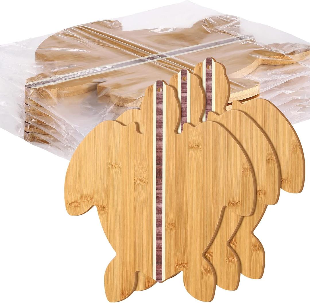 Didaey 6 Pieces Bamboo Sea Turtle Shaped Cutting Board, 14 x 12 x 0.4 Inches, Wood Charcuterie Serving and Cutting Board for Crafts DIY Housewarming Gift